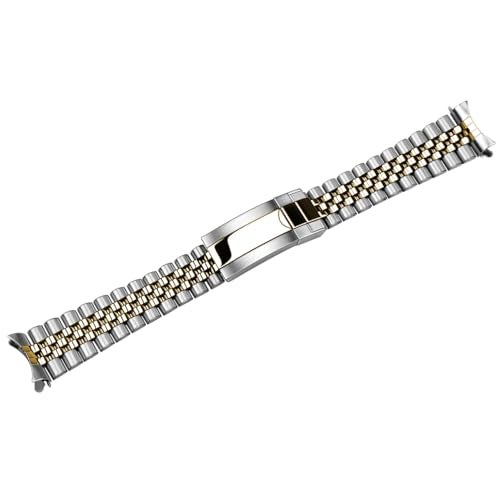 Juntan Screw-in Stainless Steel Watch Band 20mm 22mm for Men Women, Classic Curved End Metal Watch Bands Strap with Oyster Buckle, No Gap Taperd Replacement Bracelet Silver Gold - Image 2