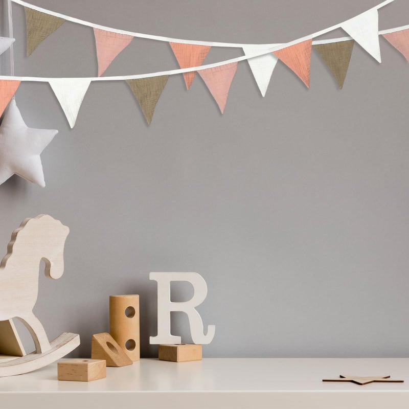 Oudain علم علم 15.5 قدم 2 قطع زينة غارلاند مثلث علم لزينة حضانة عيد ميلاد طفل حفل زفاف بوهو حدث كل 7.75 قدم (لون باستيل) - Image 4