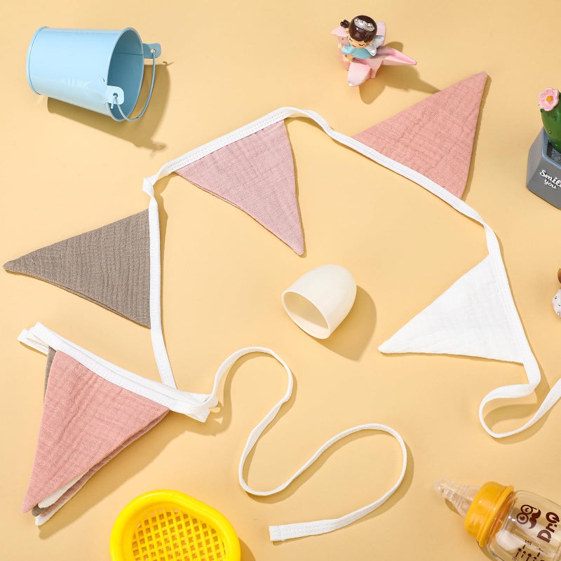 Oudain علم علم 15.5 قدم 2 قطع زينة غارلاند مثلث علم لزينة حضانة عيد ميلاد طفل حفل زفاف بوهو حدث كل 7.75 قدم (لون باستيل) - Image 3