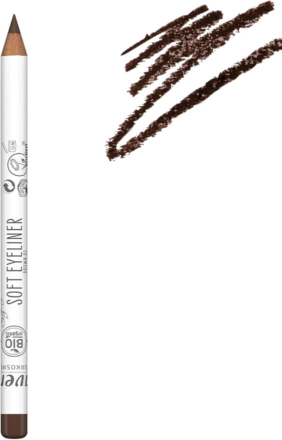 قلم تحديد العيون الناعم بني 02 مستحضرات تجميل طبيعية تطبيق مريح خالي من السيليكون خالي من زيت المعادن نباتي زيت الجوجوبا العضوي زيت عباد الشمس العضوي 114غ