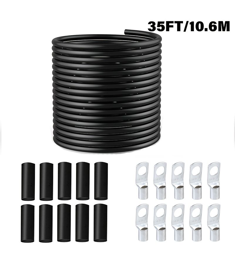 Agashe 12 AWG Battery Cable Kit 35FT 10.6M Red Black SC Copper Ring Terminals Tin Plated Copper Wire Suitable for Batteries Cars Solar Boats RVs Power Inverter Cable Kit - Image 5