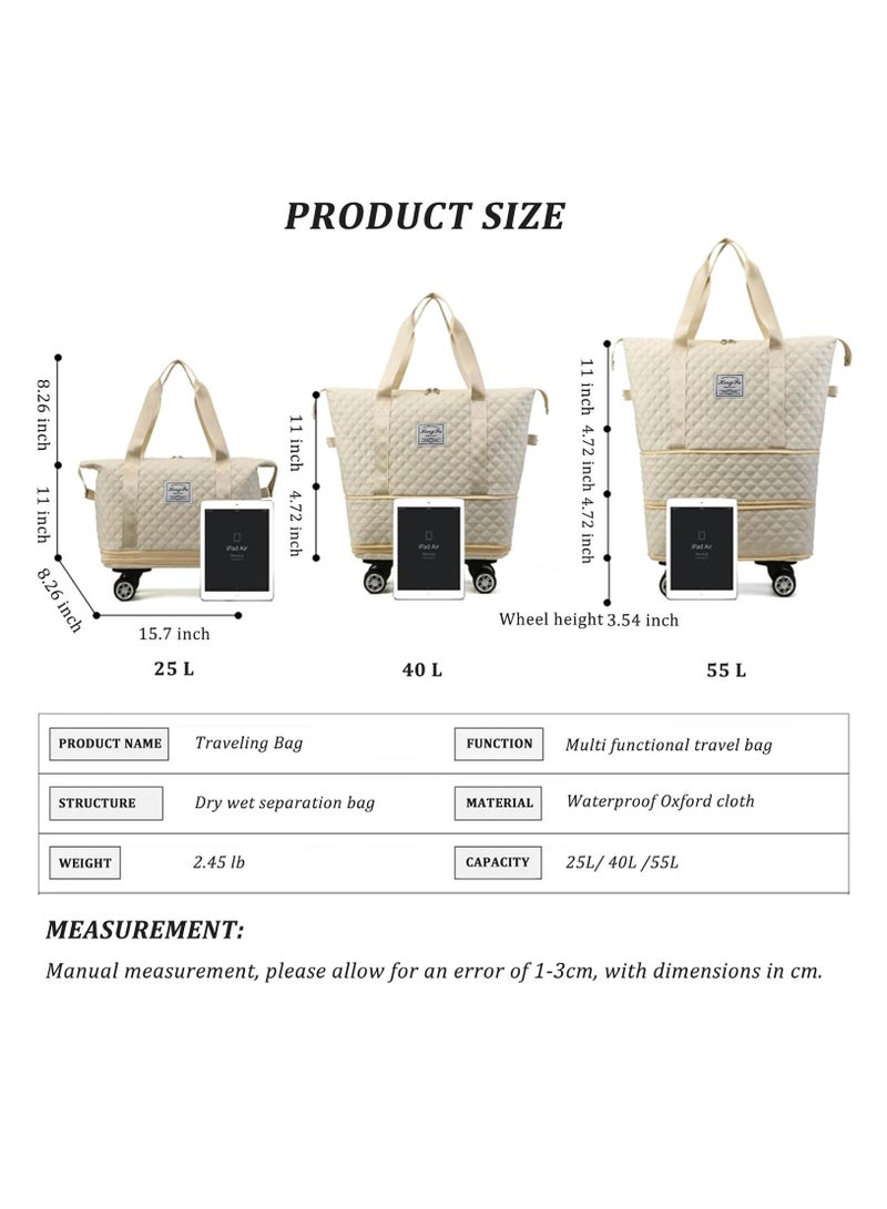 DUNISO Luggage compartment, foldable and detachable rolling luggage bag, portable travel suitcase travel bag, suitable for men's and women's travel or business - Image 2