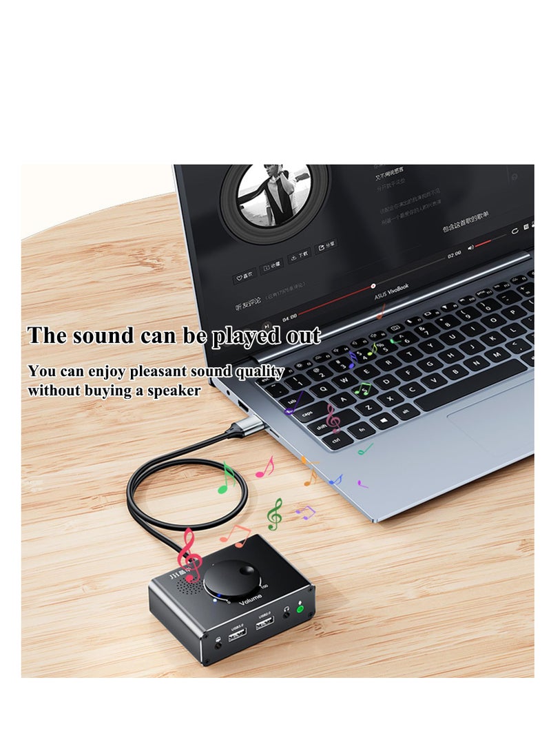SYOSI - S25 Ultra External Sound Card with Volume Control, Plug Play USB Audio Adapter with 3.5mm Interface, USB Interface for PC Windows, Mac, Linux, Laptops, Headphones, Amplifier, Microphone, Black - Image 1