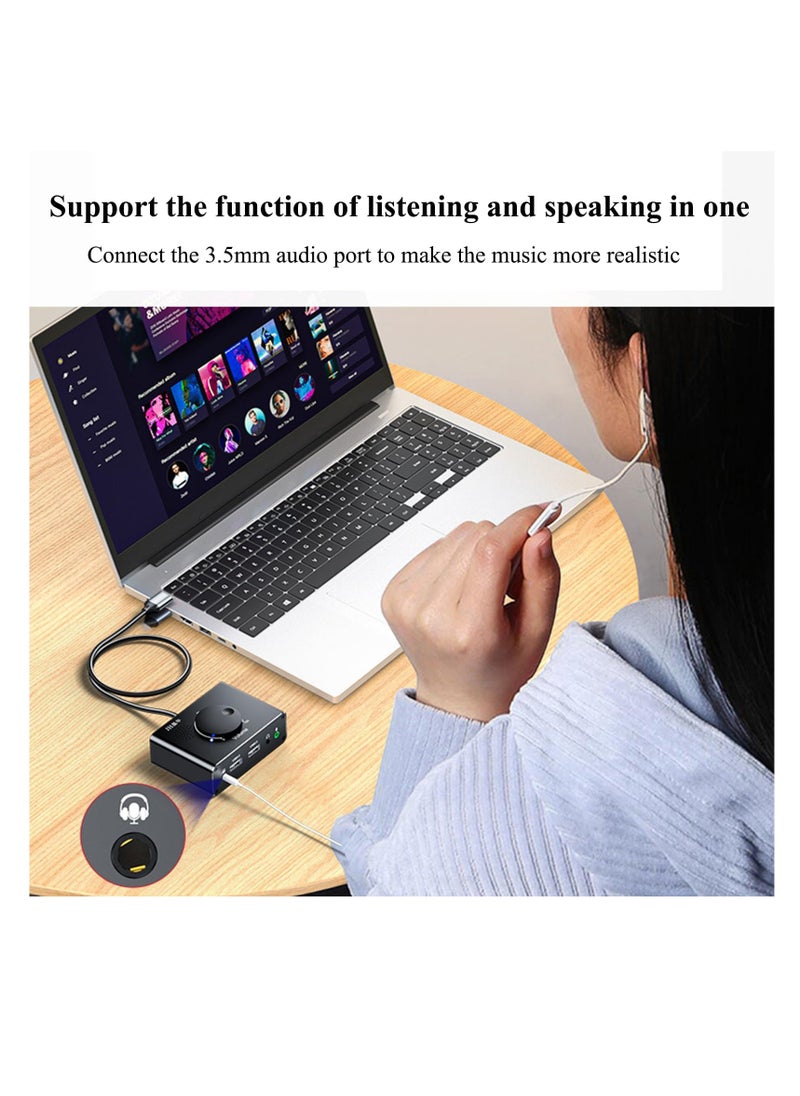 SYOSI - S25 Ultra External Sound Card with Volume Control, Plug Play USB Audio Adapter with 3.5mm Interface, USB Interface for PC Windows, Mac, Linux, Laptops, Headphones, Amplifier, Microphone, Black - Image 1