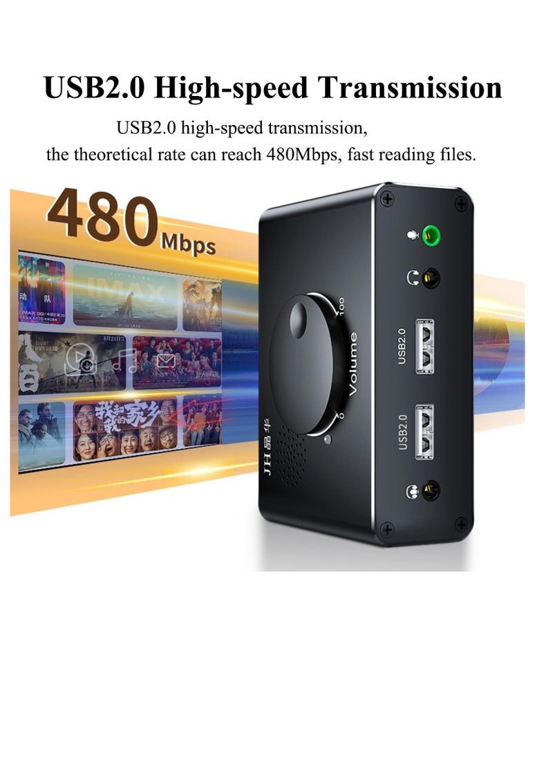 SYOSI - S25 Ultra External Sound Card with Volume Control, Plug Play USB Audio Adapter with 3.5mm Interface, USB Interface for PC Windows, Mac, Linux, Laptops, Headphones, Amplifier, Microphone, Black - Image 1