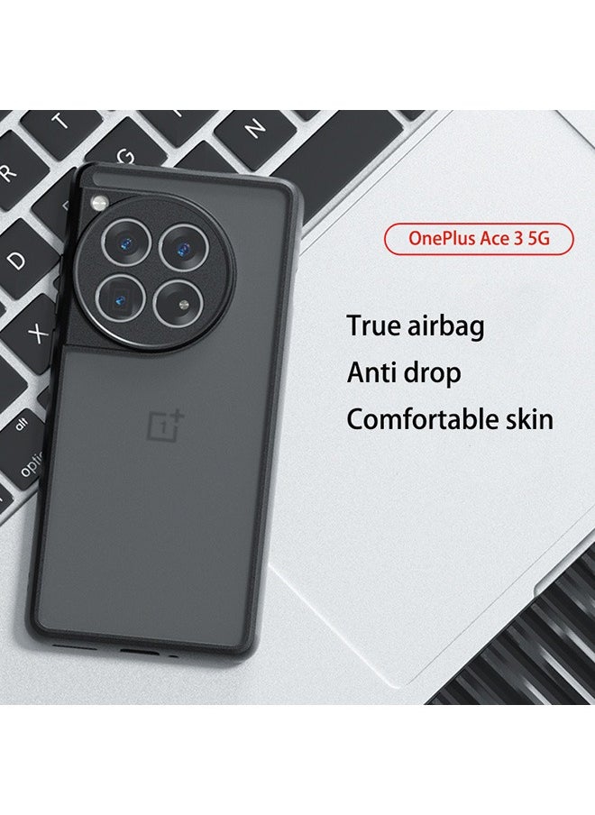 Generic - Case for OnePlus Ace 3 5G, Frosted Translucent Back Protective Slim Phone Cover, Anti-Fingerprints, Anti-Fall Drop Protection, Shockproof Case for OnePlus Ace 3 5G (Black) - Image 1