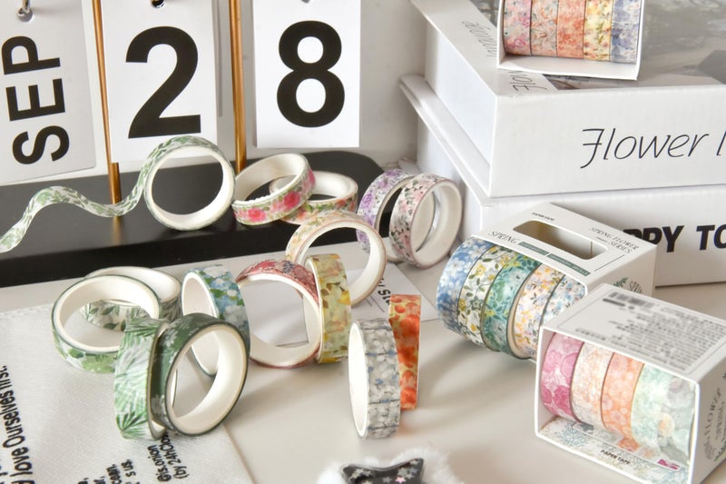 YUBX Flowers Washi Tape Set 60 Rolls Floral Patterns Decorative Skinny Blooms Masking Tapes for Arts, DIY Crafts, Journals, Planners, Scrapbook, Wrapping (Spring) - Image 5