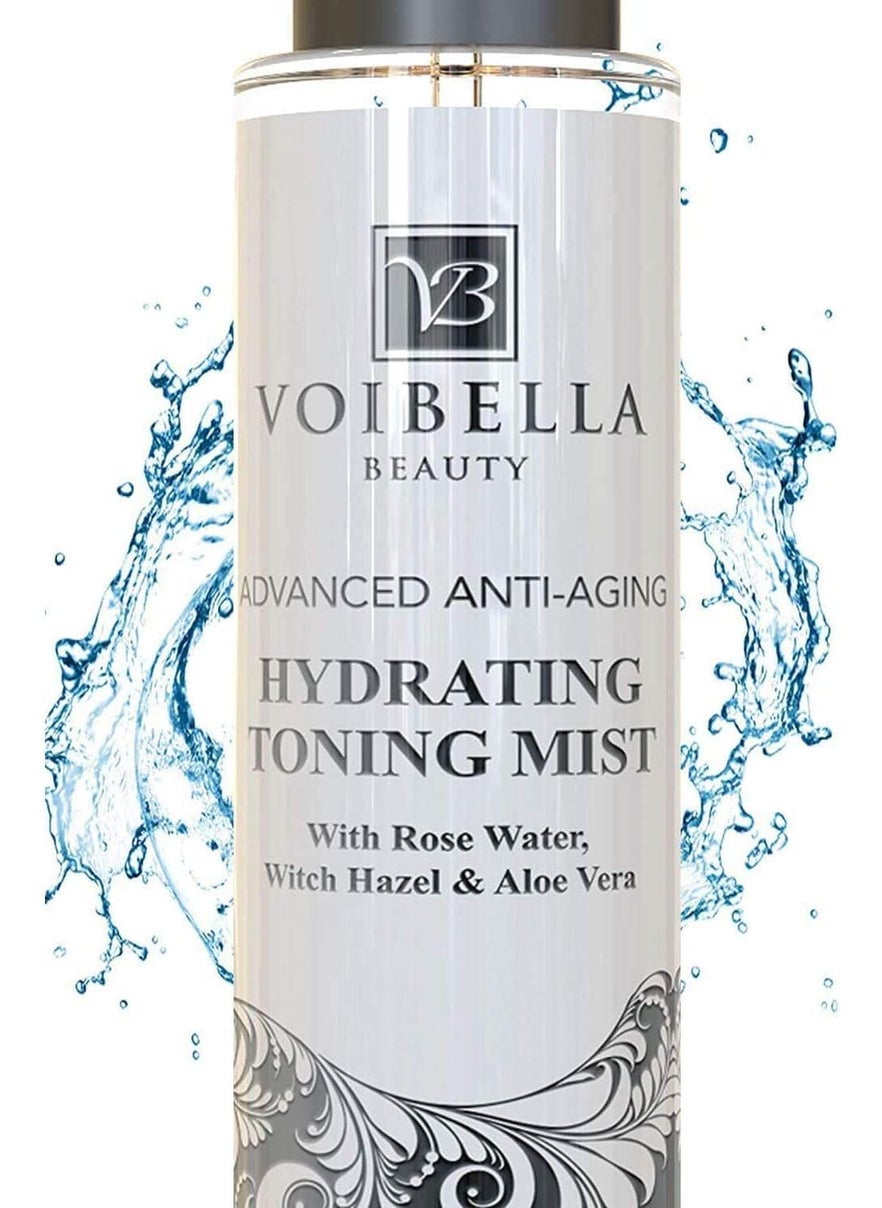 Voibella Beauty Organic Hydrating Toner for Face AntiAging  Rose Water Witch Hazel  Aloe Vera Toning Facial Mist for Women Natural Skin Moisturizing Rosewater Spray Oil Free Pure Fresh  Pore Tight 