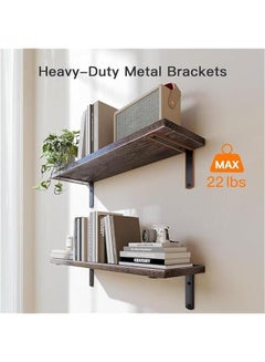 HOOKOR Durku Bathroom Shelves Over Toilet with Storage Basket, Floating Bathroom Wall Shelves for Home Organization & Wall Decor, Bathroom/Kitchen/Living Room Shelves,Natural Wood (Carbonized Brown)  - Image 4