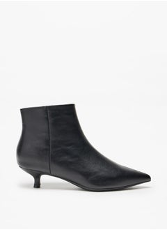 Celeste Women's Solid Ankle Boots with Kitten Heel and Zip Closure  - Image 3