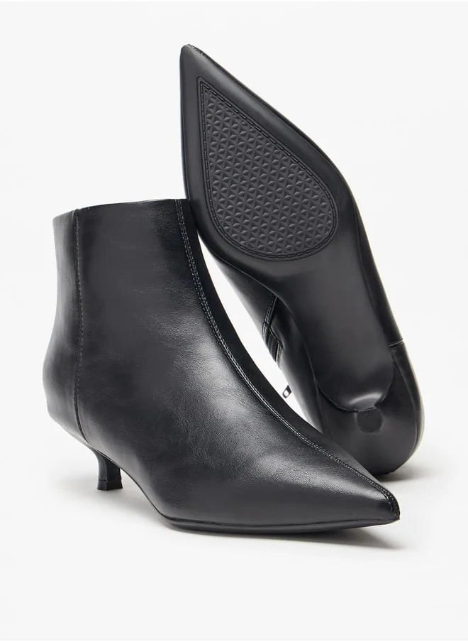 Celeste Women's Solid Ankle Boots with Kitten Heel and Zip Closure