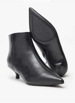 Celeste Women's Solid Ankle Boots with Kitten Heel and Zip Closure  - Image 4