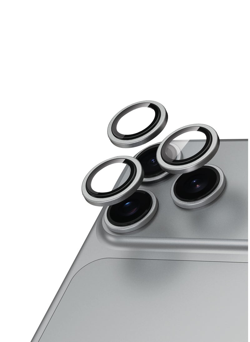 Moxedo Camera Lens Protector for iPhone 17 Pro 6.3”/ iPhone 17 Pro Max 6.9” 9H Tempered Glass Aluminum Alloy Individual Ring Camera Lens Cover Protector with Easy Installation Tool– Titanium - Image 1