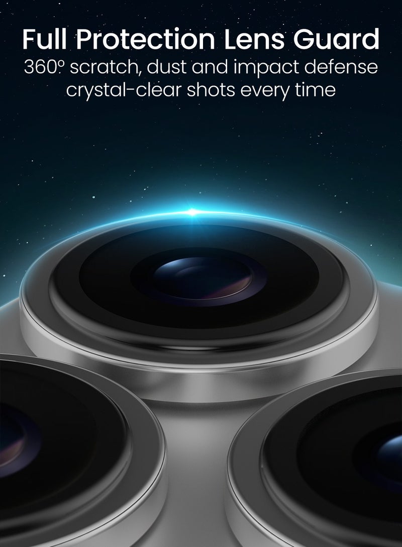 Moxedo Camera Lens Protector for iPhone 17 Pro 6.3”/ iPhone 17 Pro Max 6.9” 9H Tempered Glass Aluminum Alloy Individual Ring Camera Lens Cover Protector with Easy Installation Tool– Titanium - Image 2