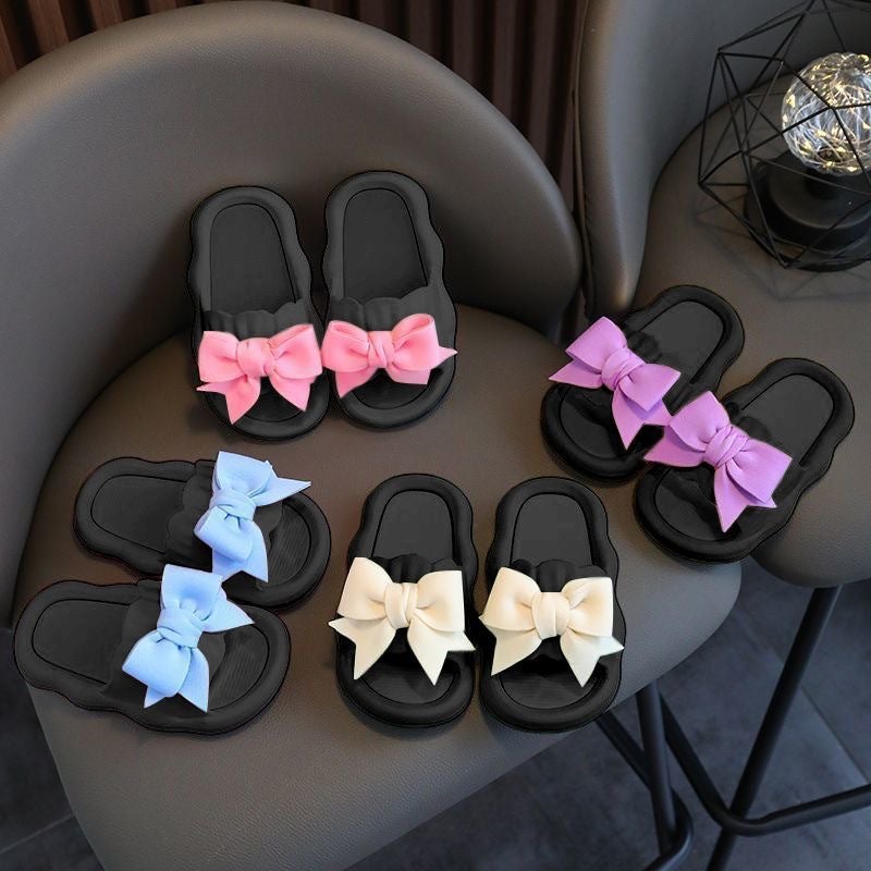 Student Dormitory Bow Label Sweet Fashion Girl Slippers Couple'S Slip-On Slip-On Slip-On Slippers Indoor - Image 2