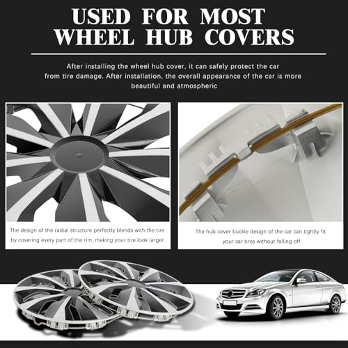 DREAMIZER 16 Inch Hubcaps Set Universal Wheel Rim Covers Replacement Snap on Hub caps Silver Black Full Hubcaps Set of 4 Compatible with Honda Toyota Corolla Nissan Most Cars SUV Truck - Image 4