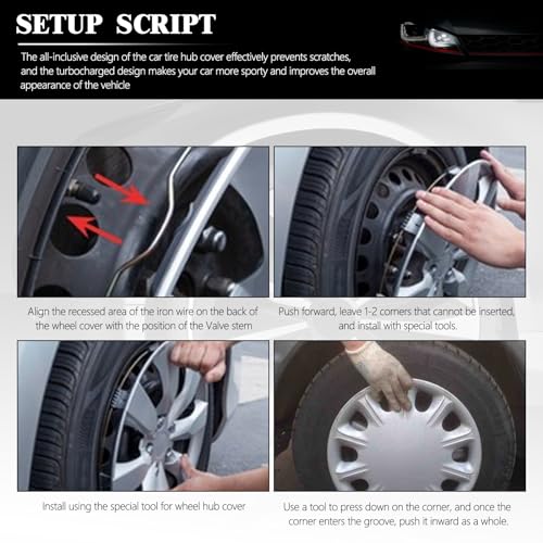 DREAMIZER 16 Inch Hubcaps Set Universal Wheel Rim Covers Replacement Snap on Hub caps Silver Black Full Hubcaps Set of 4 Compatible with Honda Toyota Corolla Nissan Most Cars SUV Truck - Image 5