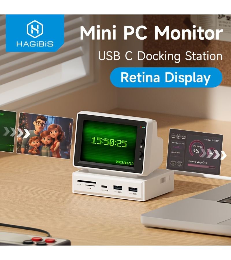 3.5 Inch IPS Mini Screen Aida64 Mini PC CPU RAM HDD Data Monitor Display Sub Screen With USB C Hub For Laptop PC MacBook White 960P white-960p - Image 2