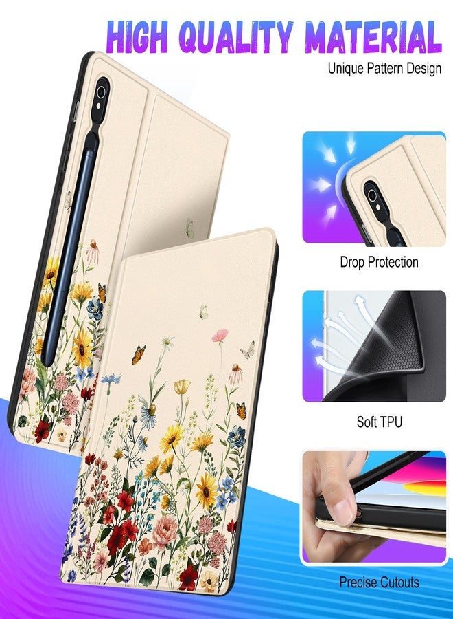 Wazzasoft for Samsung Galaxy Tab S9/S9 FE/S10/S10 FE/S10 Lite Case 10.9 Inch - Smart Folio Cover with Build-in Pencil Holder Women Girls Design for Samsung Tablet S9 Cover 11 inch,Vintage Flowers - Image 4