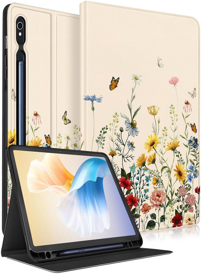 Wazzasoft for Samsung Galaxy Tab S9/S9 FE/S10/S10 FE/S10 Lite Case 10.9 Inch - Smart Folio Cover with Build-in Pencil Holder Women Girls Design for Samsung Tablet S9 Cover 11 inch,Vintage Flowers - Image 1