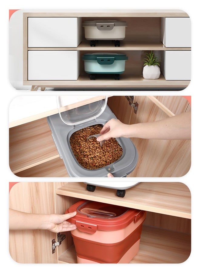 ANVS Dog Food Storage Container - Up to 20lbs Collapsible Dog Food Container with Casters, Scoop and 2.5L Small Pet Food Container to Keep Dry Pet Food Fresh (Pink) - Image 5