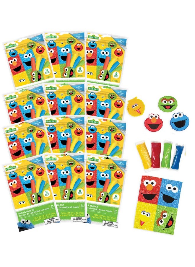 Leap Year Sesame Street Dough Activity Bags 12Pack Each Bag Includes 4 Packets Of 1Oz Dough 4 Dough Cutters And Character Punchout Sheet Fun Activity Kit For Kids Party Favors  - Image 1