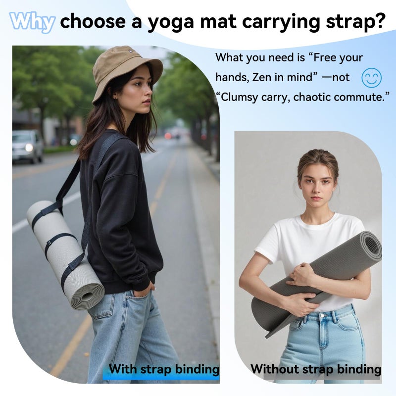 Cidkoth Adjustable Yoga Mat Strap Carrier, Thick Wide Yoga Mat Holder with Hook-and-loop fastener for yoga enthusiast, Travel Gym, Black Non-Slip Yoga Straps for Carrying Mats - Image 4