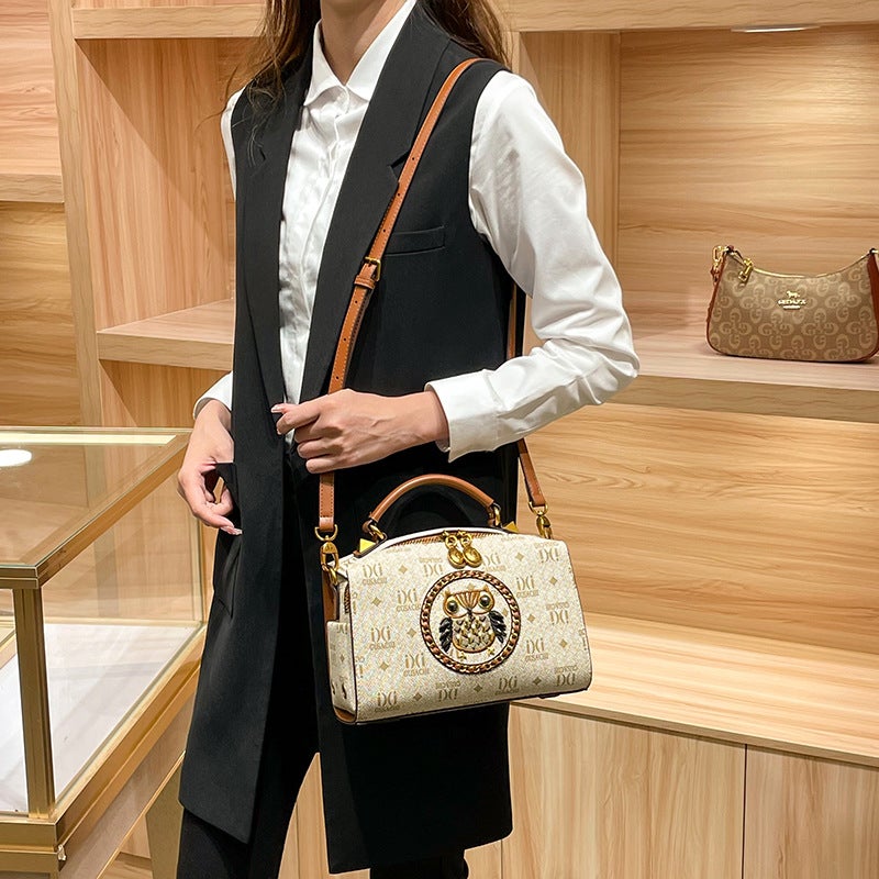 Fashion Women'S Handbag Vintage Pvc Printed Portable Crossbody Bag Owl Pattern Pillow Bag Shiling Bag - Image 4