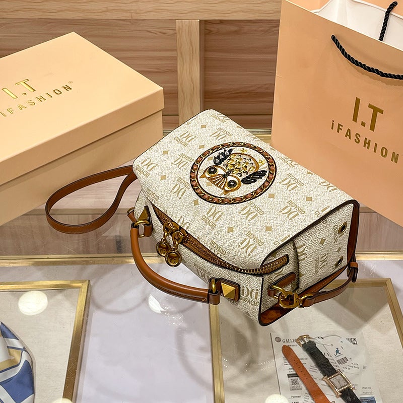 Fashion Women'S Handbag Vintage Pvc Printed Portable Crossbody Bag Owl Pattern Pillow Bag Shiling Bag - Image 5