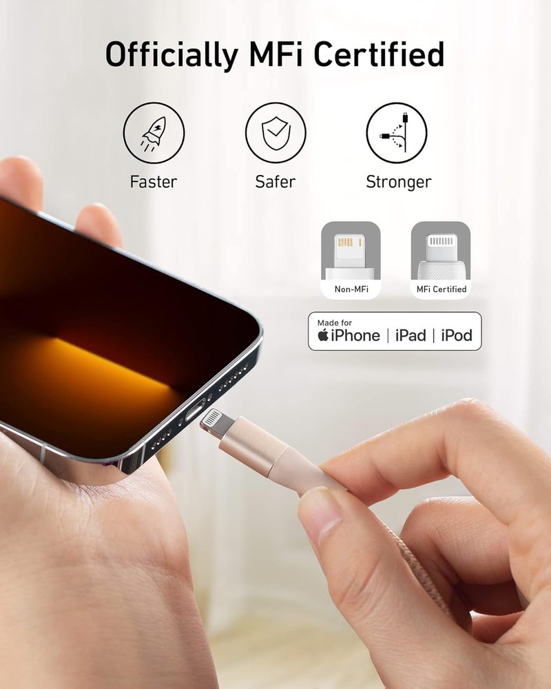 أنكر كابل Anker Powerline+ II Lightning (6 أقدام)، معتمد MFi لتوافق لا تشوبه شائبة مع iPhone X/8/8 Plus/7/7 Plus/6/6 Plus/5/5S والمزيد (ذهبي) - Image 3