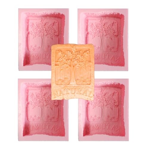 LVDGE Natural Tree Flowers Silicone Soap Mold for Skincare Soap Making, DIY Skincare Products & Small Business Soap (4PCS Tree) - Image 1
