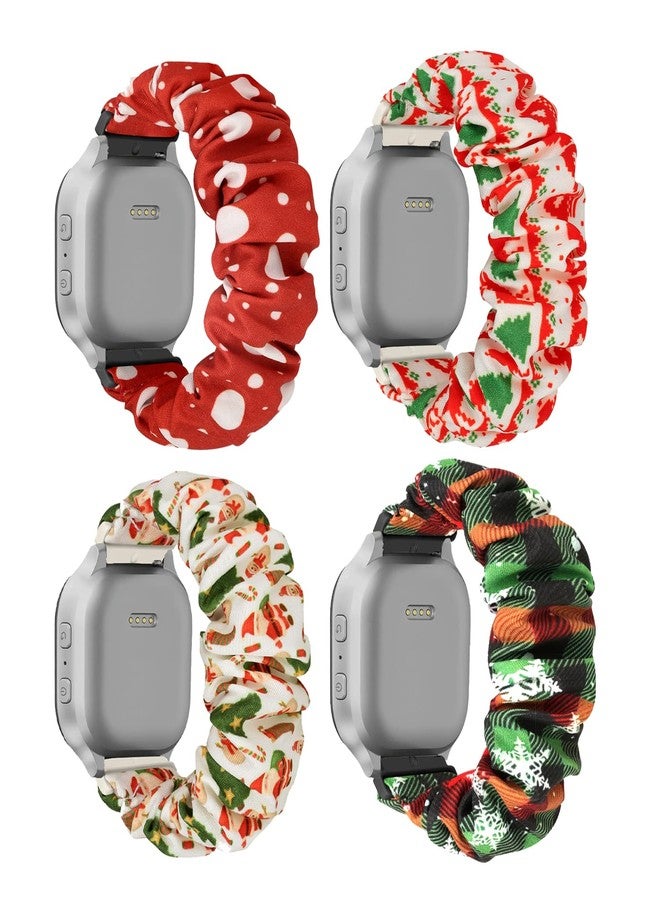 ShuYo 20mm Scrunchie Bands Compatible with Gizmo Watch 3 2 1/ Gabb Watch 3 2 1 and SyncUP Watch, Solo Loop Cute Stretchy Gizmo Watch Band (Red + Christmas Tree + Polka Dot + Plaid) - Image 1