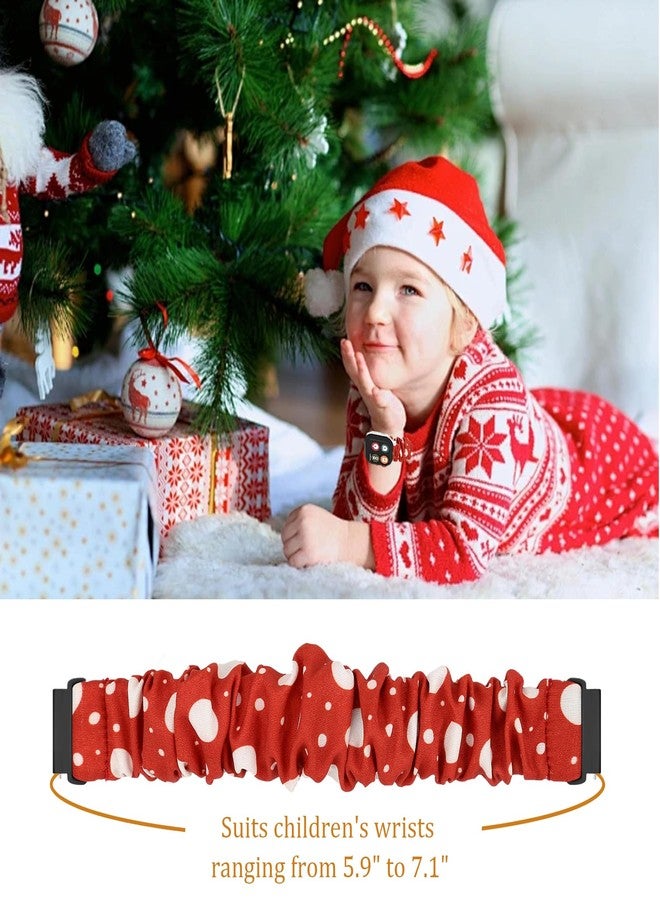 ShuYo 20mm Scrunchie Bands Compatible with Gizmo Watch 3 2 1/ Gabb Watch 3 2 1 and SyncUP Watch, Solo Loop Cute Stretchy Gizmo Watch Band (Red + Christmas Tree + Polka Dot + Plaid) - Image 3