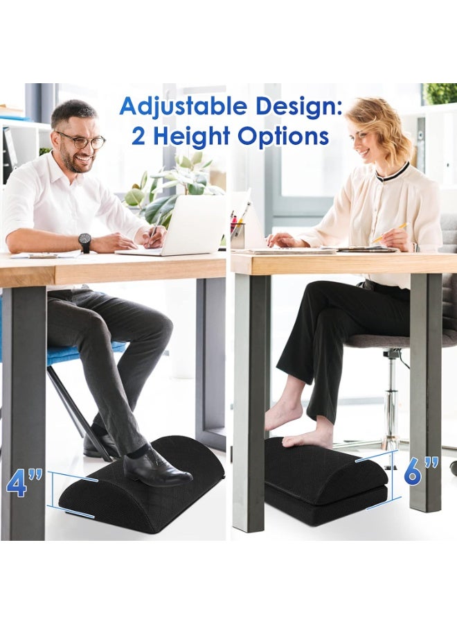 مسند قدم تحت المكتب قابل للتعديل للفوم للمكتب، العمل، الألعاب، الكمبيوتر، هدية، ملحقات المكتب المنزلي لتخفيف آلام الظهر والورك (أسود) - Image 3