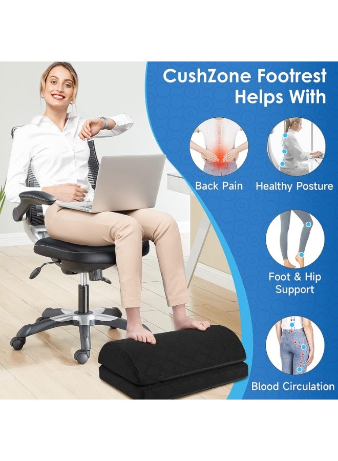 مسند قدم تحت المكتب قابل للتعديل للفوم للمكتب، العمل، الألعاب، الكمبيوتر، هدية، ملحقات المكتب المنزلي لتخفيف آلام الظهر والورك (أسود) - Image 4