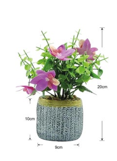BABAZAM Artificial Lotus Plant with Purple Flowers in Silver Planter Ideal for Home Office Decoration and Gifting 20x9x10cm  - Image 1