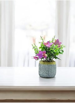 BABAZAM Artificial Lotus Plant with Purple Flowers in Silver Planter Ideal for Home Office Decoration and Gifting 20x9x10cm  - Image 2