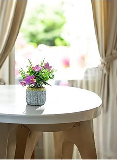 BABAZAM Artificial Lotus Plant with Purple Flowers in Silver Planter Ideal for Home Office Decoration and Gifting 20x9x10cm  - Image 3