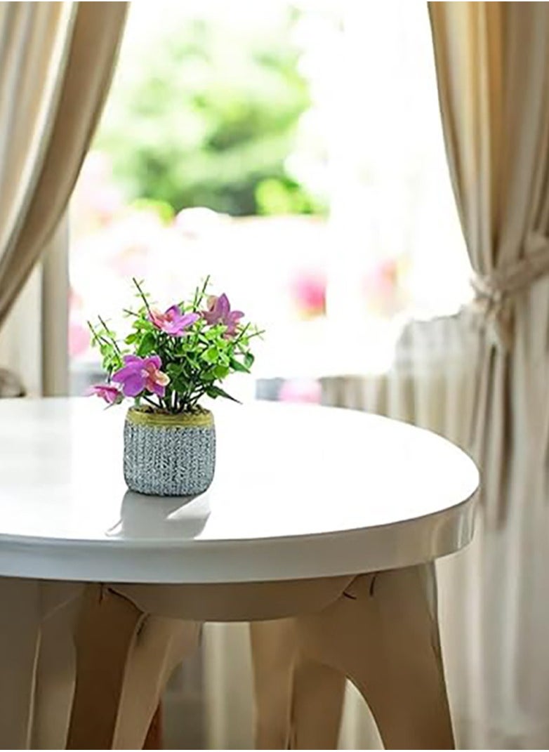 BABAZAM - Artificial Lotus Plant with Purple Flowers in Silver Planter Ideal for Home Office Decoration and Gifting 20x9x10cm - Image 1