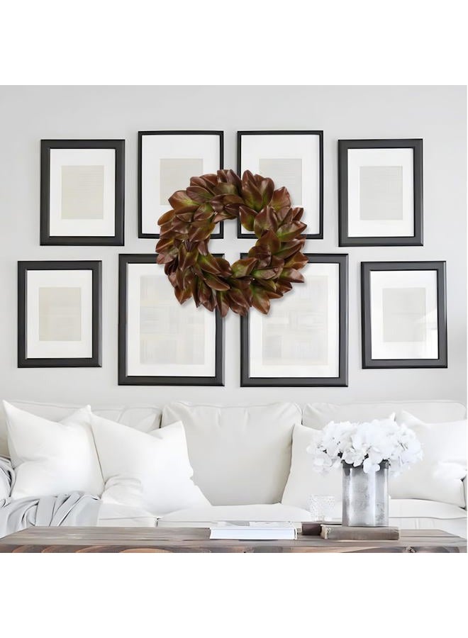 Briful 23in Faux Magnolia Leaf Wreath for Front Door, All Season Greenery Wreaths Realistic Magnolia Wreath for Home Outdoor & Indoor Decor, Brown - Image 5