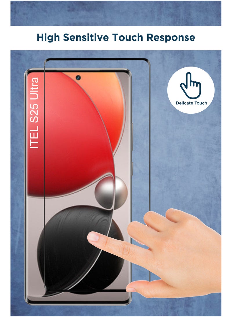 عام لاصقة حماية زجاجية للشاشة بتغطية كاملة منحنية الأطراف بغراء كامل لهاتف إيتيل S25 الترا - Image 3