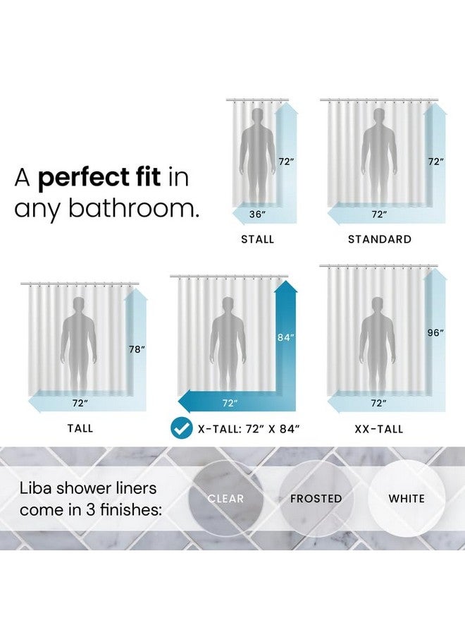 LiBa Bathroom Shower Curtain - Waterproof Plastic Shower Curtain Premium PEVA Non-Toxic with Rust Proof Grommets White 8G Heavy Duty Bathroom Accessories 72x84 - Image 2
