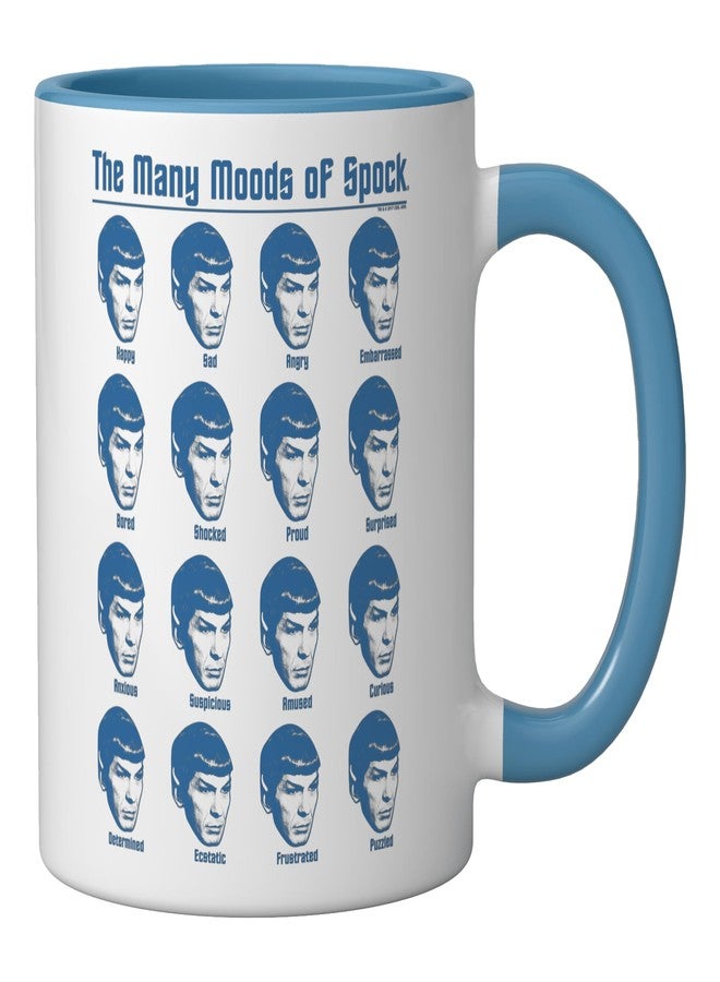 Star Trek Many Moods of Spock Ceramic Mug, Blue/White - Image 2