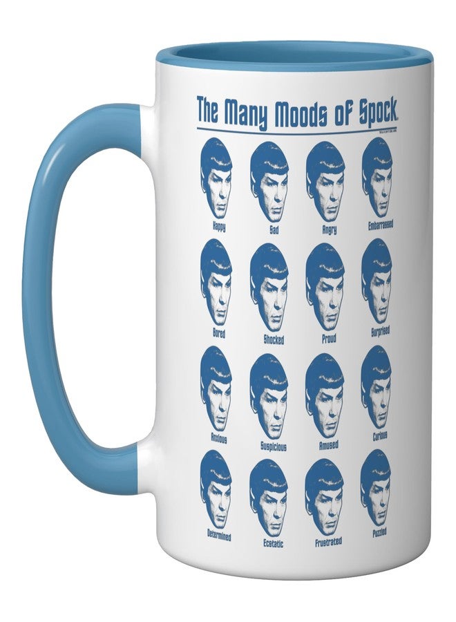 Star Trek Many Moods of Spock Ceramic Mug, Blue/White - Image 1