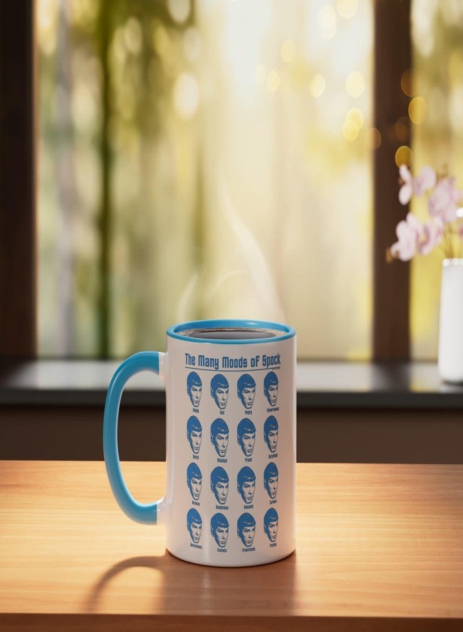 Star Trek Many Moods of Spock Ceramic Mug, Blue/White - Image 3