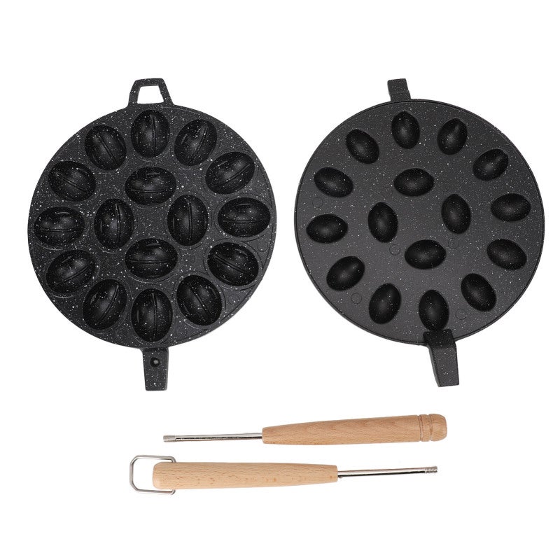 Oval Cookie Mould: 16 Hole Aluminum Alloy Plate Non Stick Coating - Efficient Baking Cookie Mould for Home Baking Special Occasions - Image 1