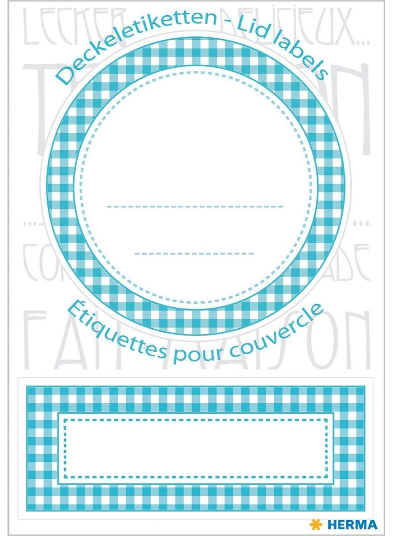 Herma Round and Rectangular Kitchen Jar Labels in Blue Checkered Pattern (HERMA 15050) - A Decorating and Classifying Kit for Jam, Spice, and Home Preserved Food Jars - Image 2
