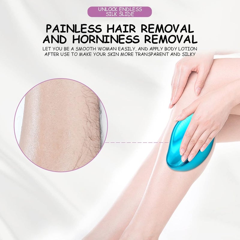 woobles Crystal Hair Eraser - Painless Exfoliation Magic Hair Removal Tool, Fast & Easy Crystal Hair Remover for Men & Women Arms Legs Back, Soft Smooth Silky Skin, for Any Part of the Body (Dark Blue) Dark Blue - Image 2