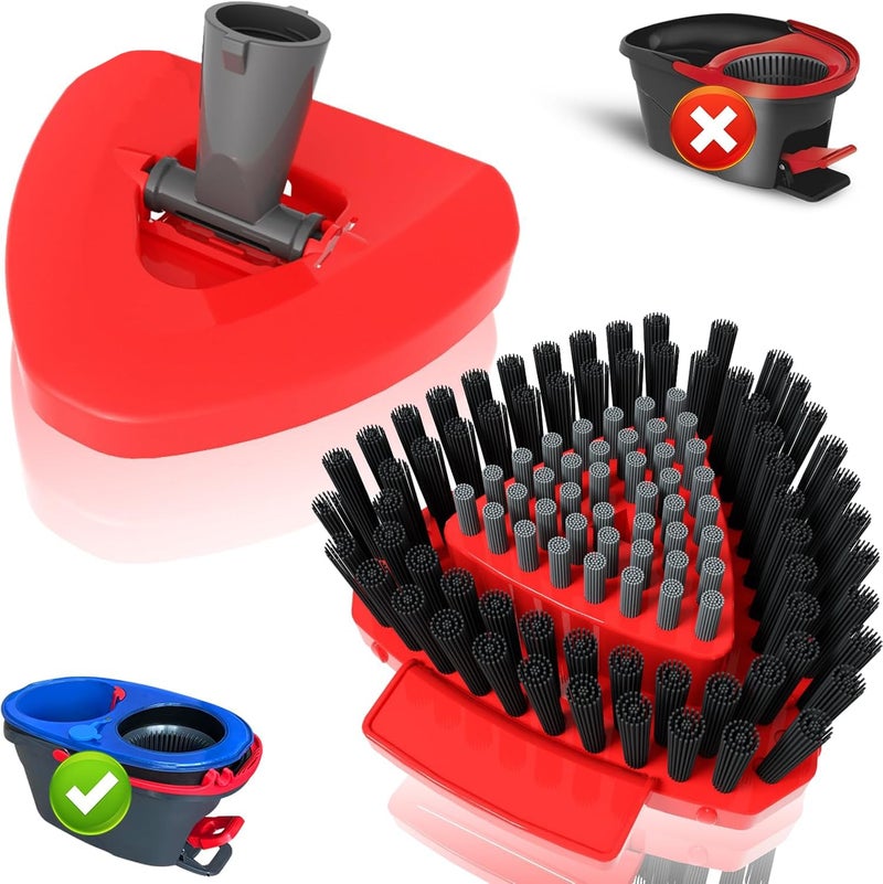Bublador Spin Mop Scrub Brush Replacement Head and Base Compatible with O-Cedar RinseClean 2 Tank System, Floor Scrubber Brush Triangle Hard Bristle Cleaning Brush for Bathroom Kitchen Pool, Garage, Patio - Image 1