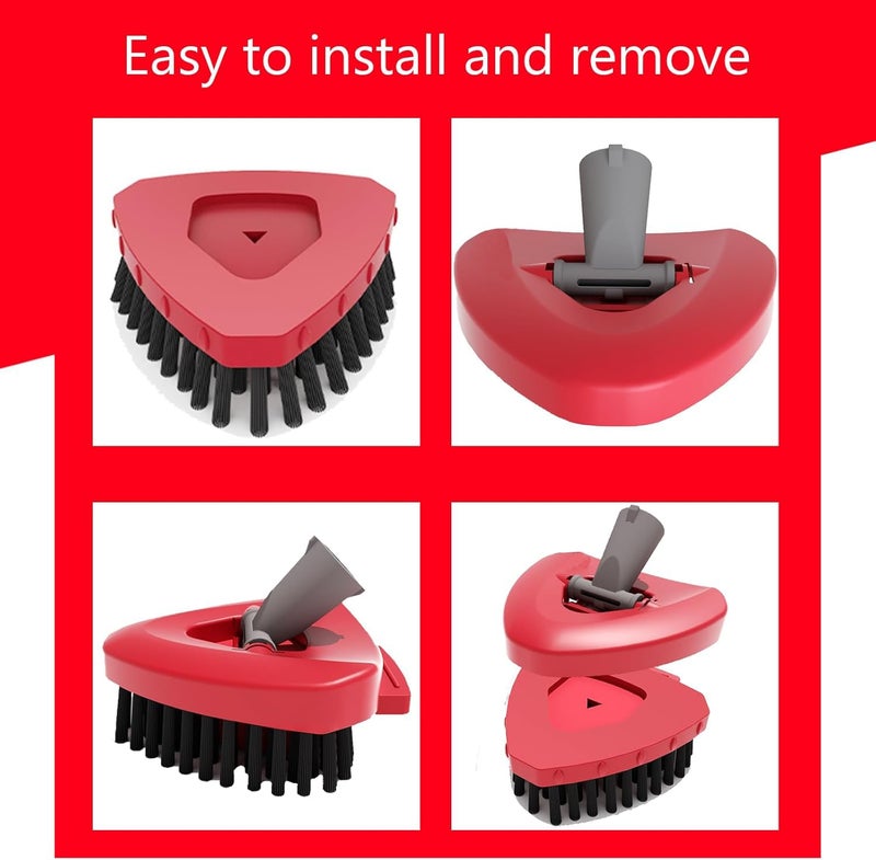 Bublador Spin Mop Scrub Brush Replacement Head and Base Compatible with O-Cedar RinseClean 2 Tank System, Floor Scrubber Brush Triangle Hard Bristle Cleaning Brush for Bathroom Kitchen Pool, Garage, Patio - Image 4